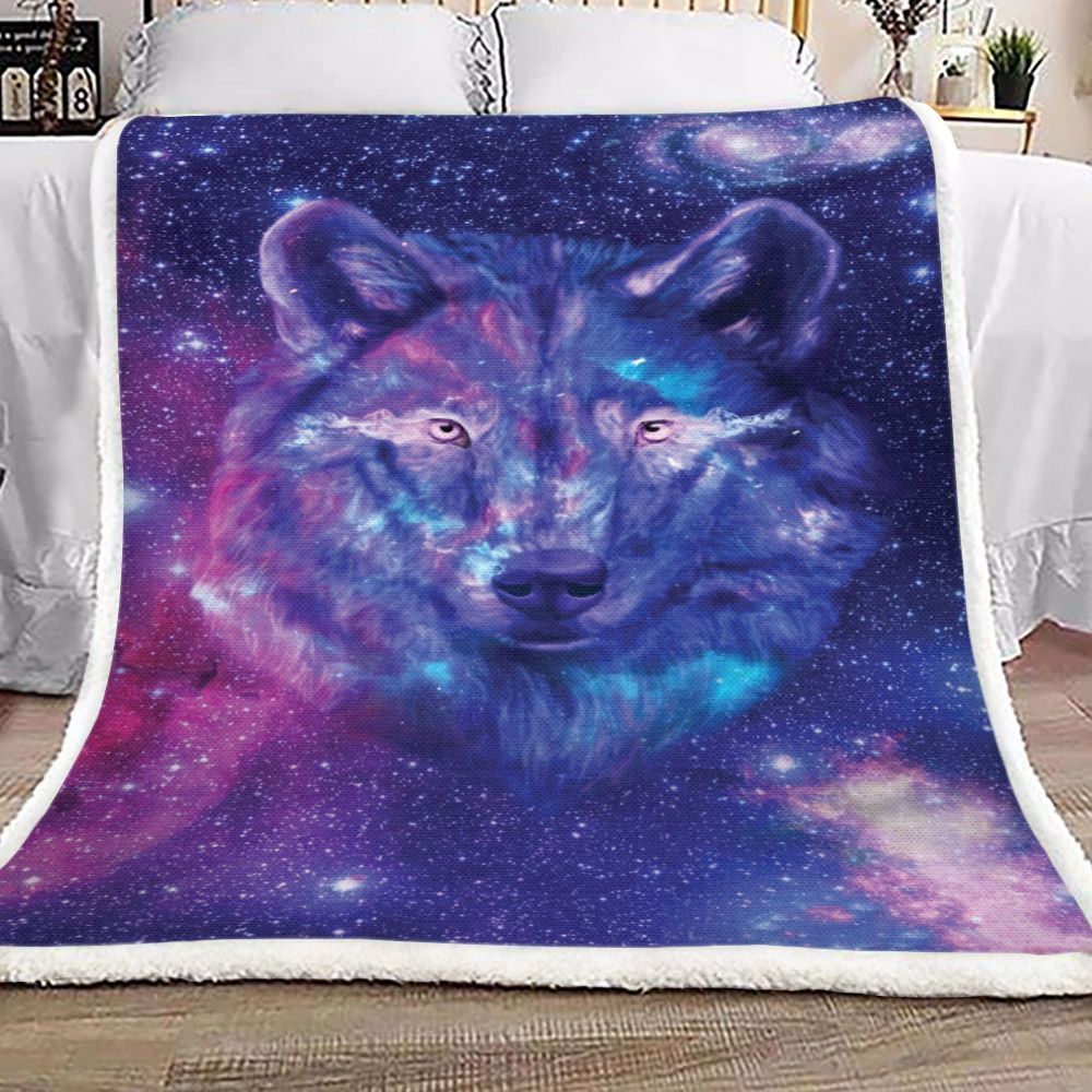 Wolf Galaxy Sherpa Fleece Blanket