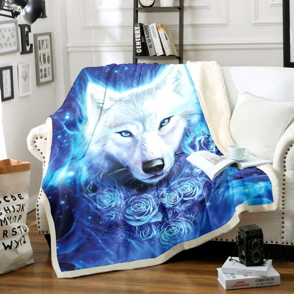Wolf Galaxy Sherpa Fleece Blanket