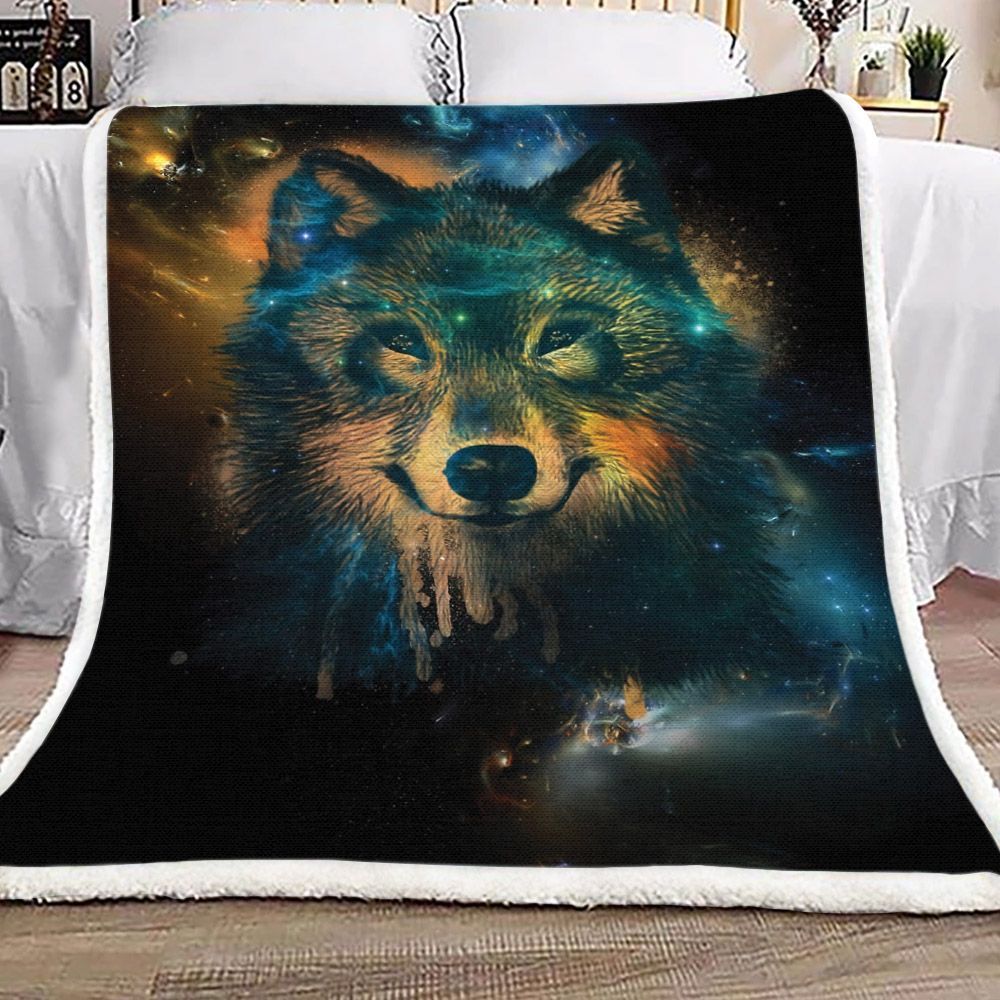 Wolf Galaxy Sherpa Fleece Blanket