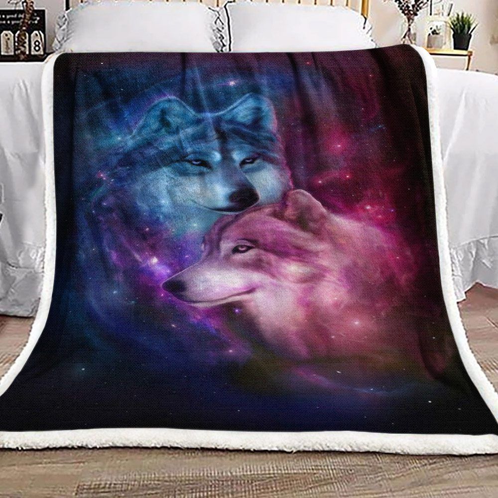 Wolf Galaxy Sherpa Fleece Blanket