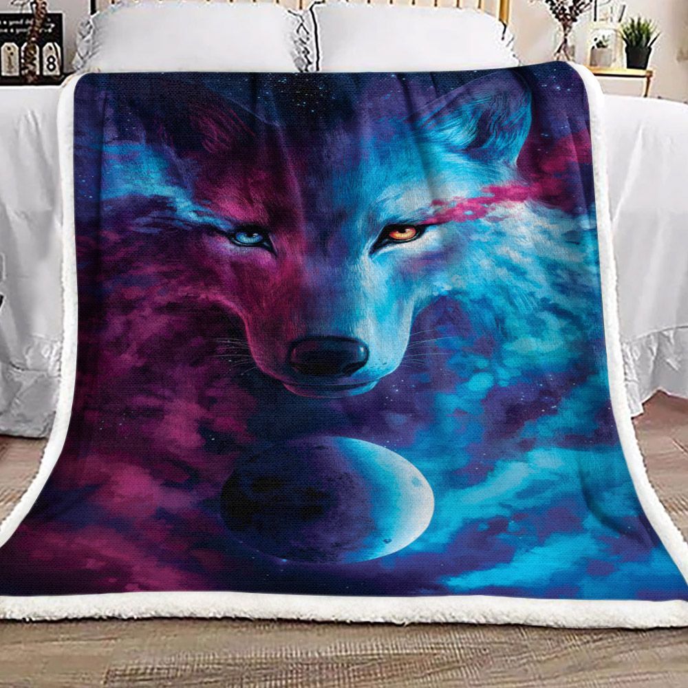 Wolf Galaxy Sherpa Fleece Blanket