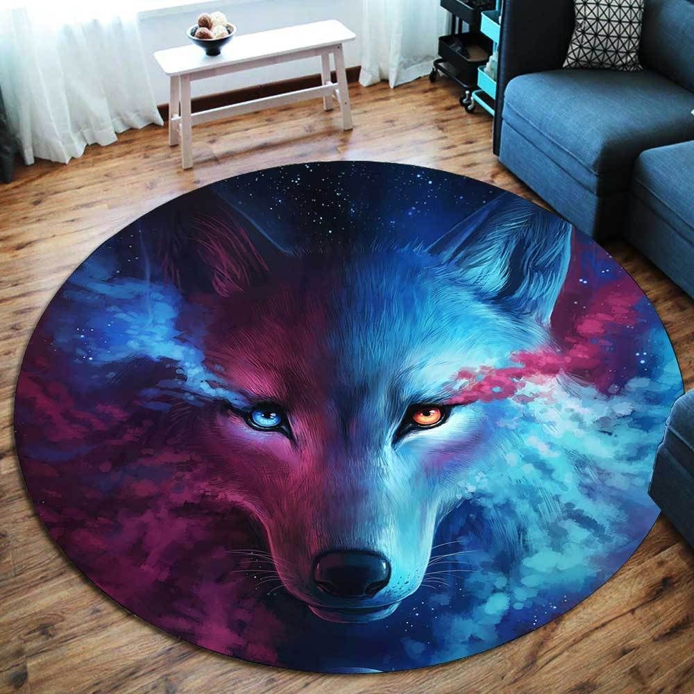 Wolf Galaxy Round Carpet