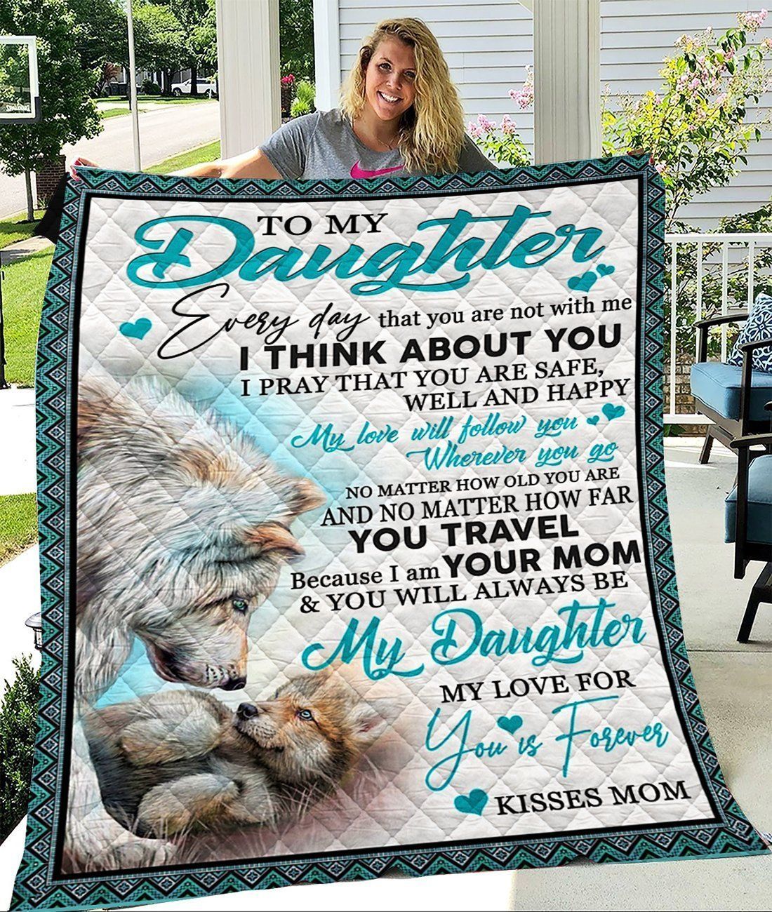 Wolf Gift For Daughter No Matter How Far You Travel Quilt Blanket