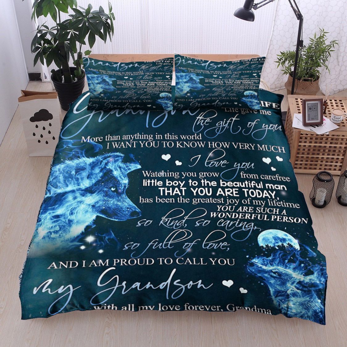 Wolf Grandma To Grandson Bedding Set