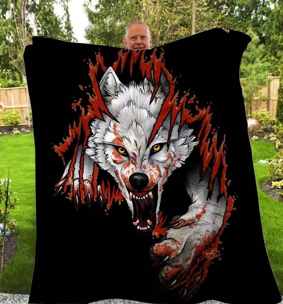 Wolf Sherpa Fleece Blanket 9