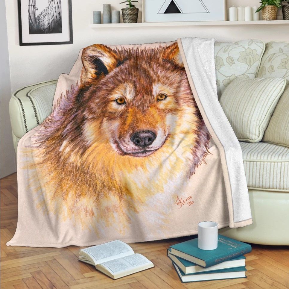 Wolf Head Sherpa Fleece Blanket