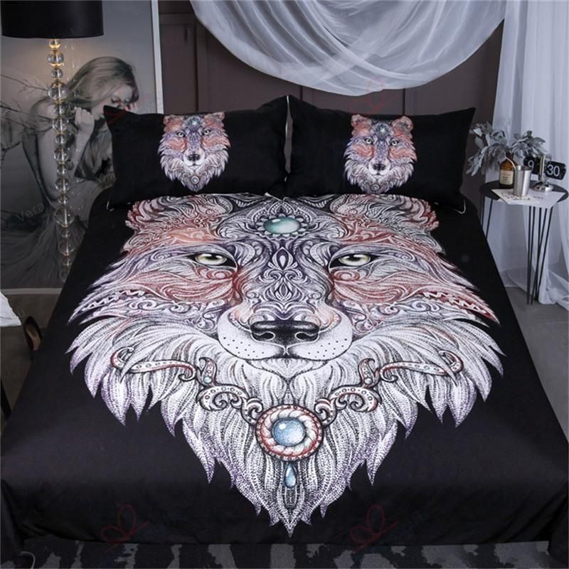 Wolf Head Printed Bedding Set