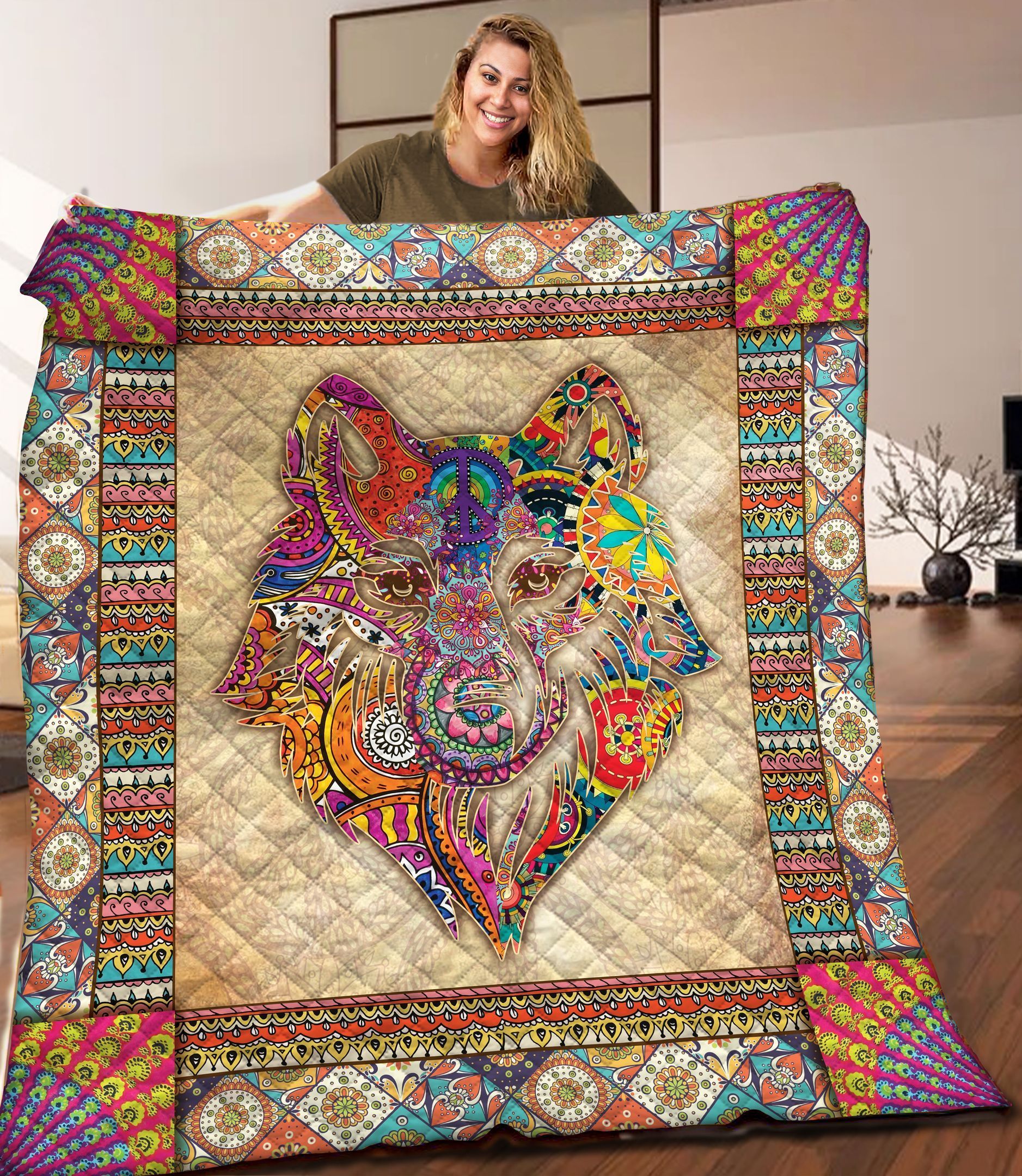 Wolf Hippie Quilt Blanket C9B030305TA