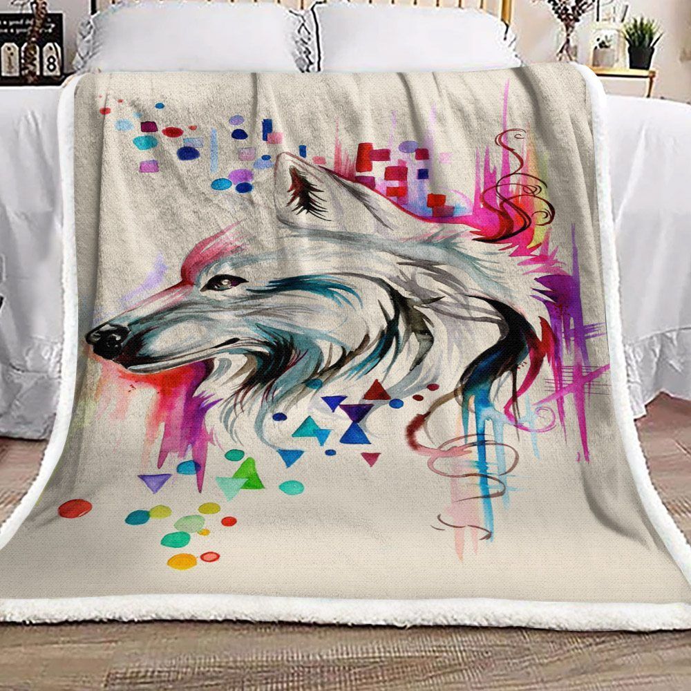 Wolf Sherpa Fleece Blanket