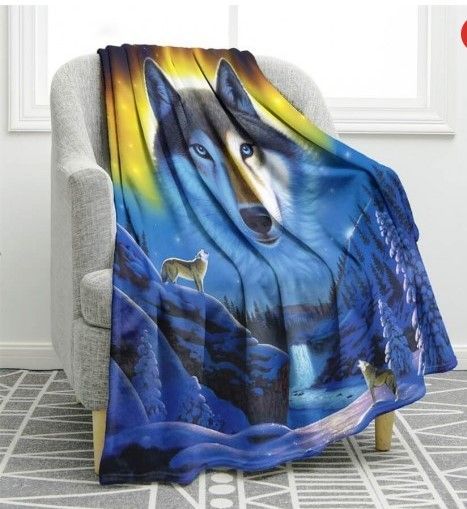 Wolf Howl Sherpa Fleece Blanket