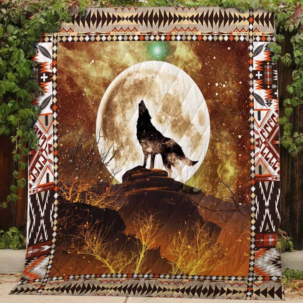 Wolf Howling At The Moon CL22100557MDQ Quilt Blanket