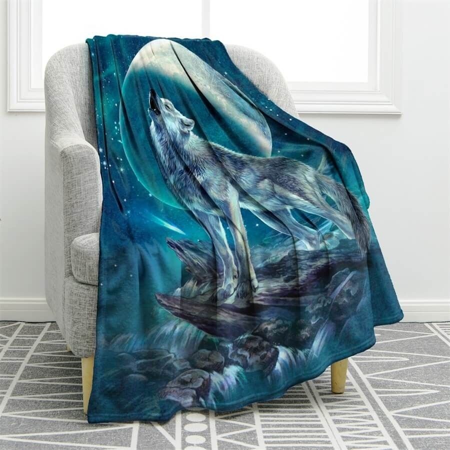 Wolf Howling Sherpa Fleece Blanket