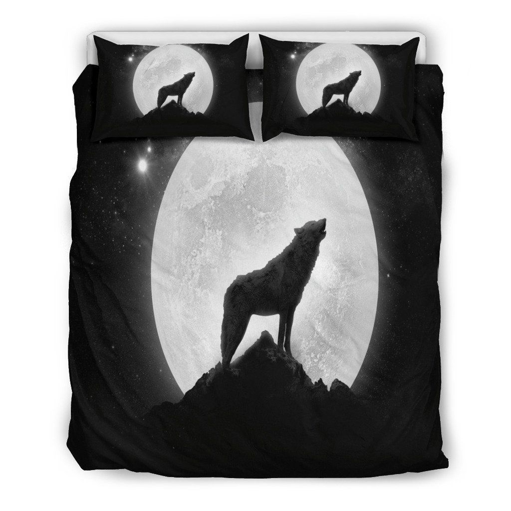 Wolf Howling Under Moon Doona Bedding Set