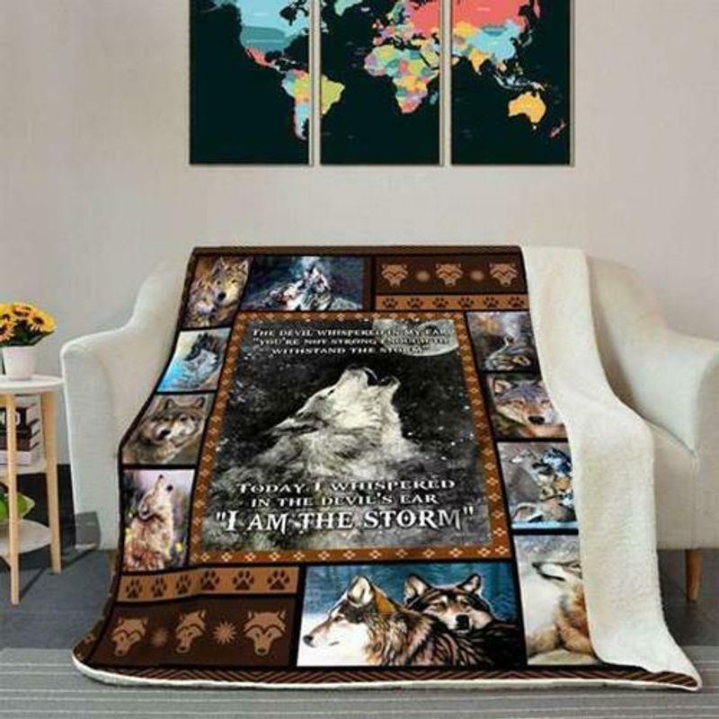 Wolf I Am The Storm Sherpa Fleece Blanket