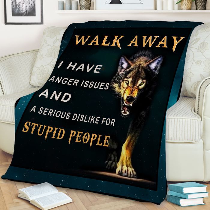 Wolf I Have Anger Issues And A Serious Dislike For Stupid People Sherpa Fleece Blanket