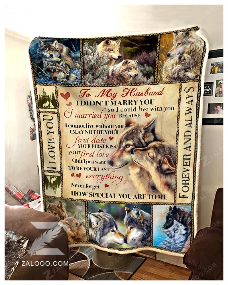 Wolf I Love You Forever And Always To My Husband Sherpa Fleece Blanket