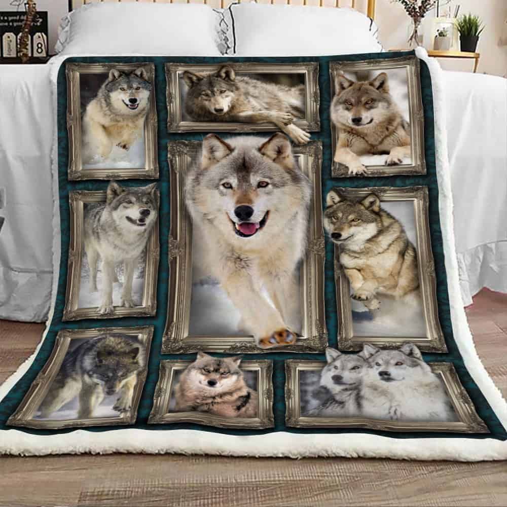 Wolf In The Wild Sherpa Fleece Blanket