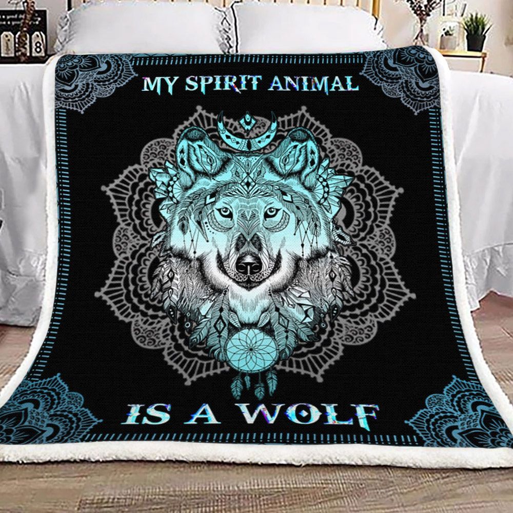 Wolf Is My Spirit Animals Sherpa Fleece Blanket