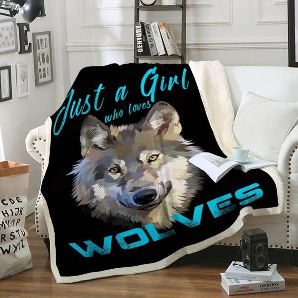 Wolf Just A Girl Sherpa Fleece Blanket