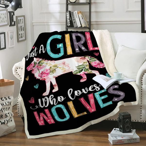Wolf Just A Girl Sherpa Fleece Blanket