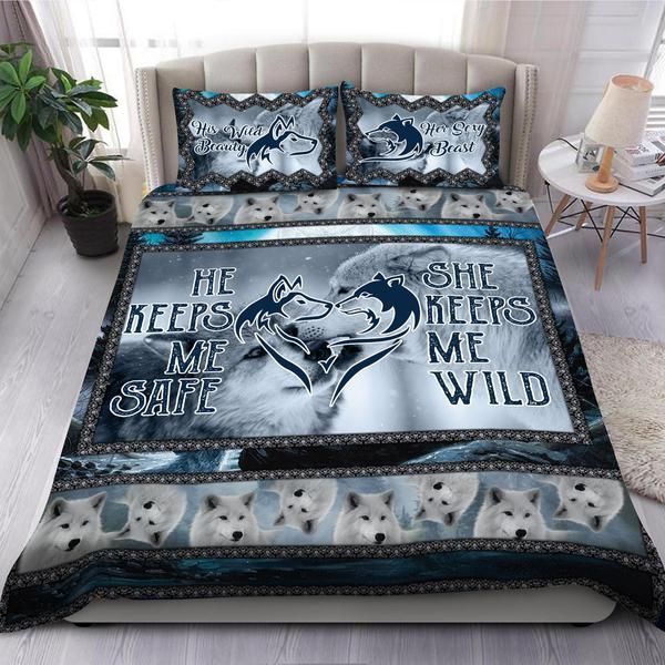 Wolf Love Blue Bedding Set
