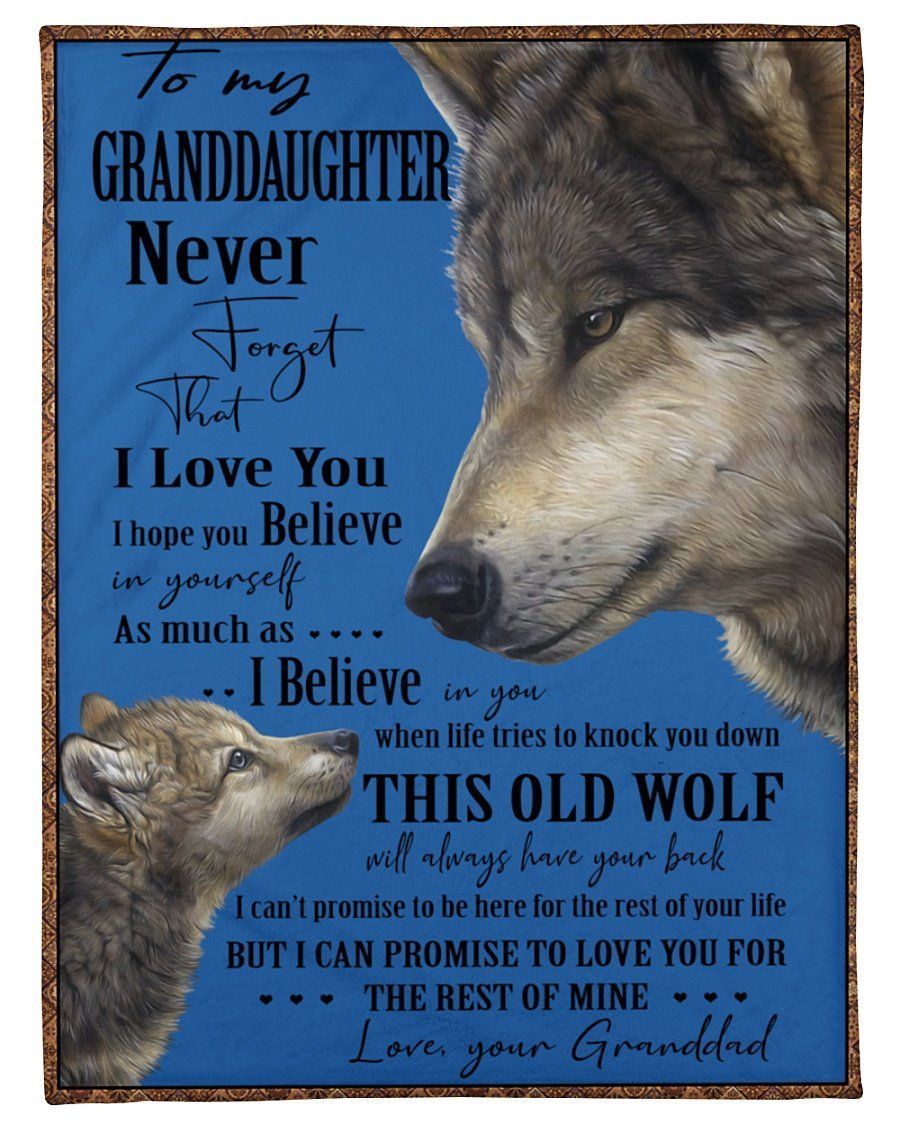 Wolf Love Message Of Granddad To Granddaughter Fleece Blanket