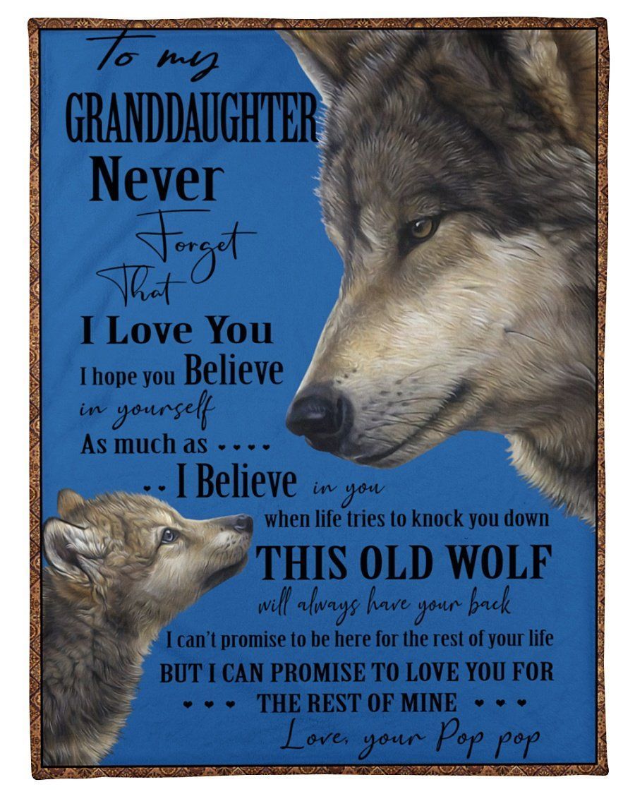 Wolf Love Message Of Poppop To Granddaughter Fleece Blanket