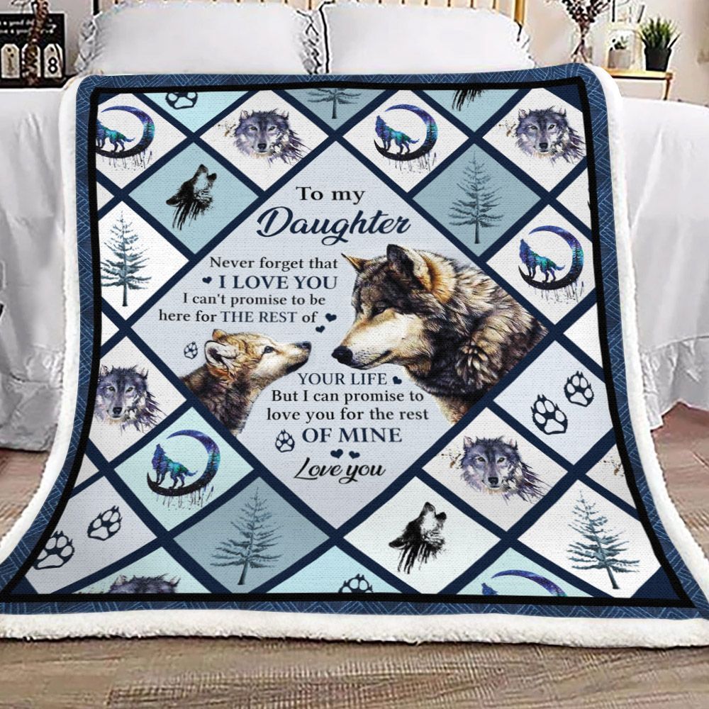 Wolf Love You Daughter Sherpa Fleece Blanket