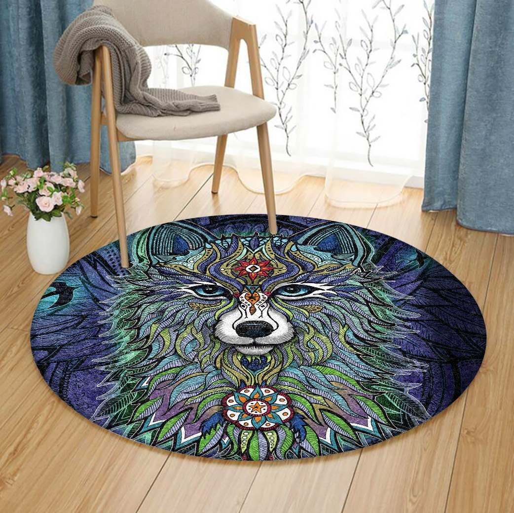 Wolf Mandala Round Carpet