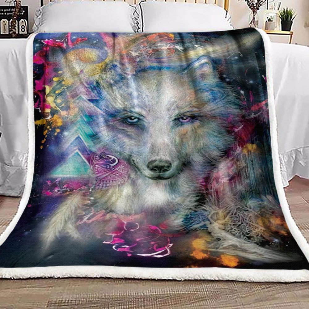 Wolf Sherpa Fleece Blanket