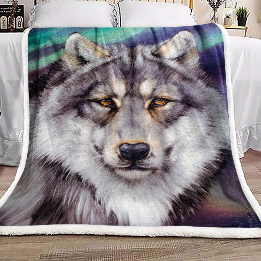Wolf Sherpa Fleece Blanket