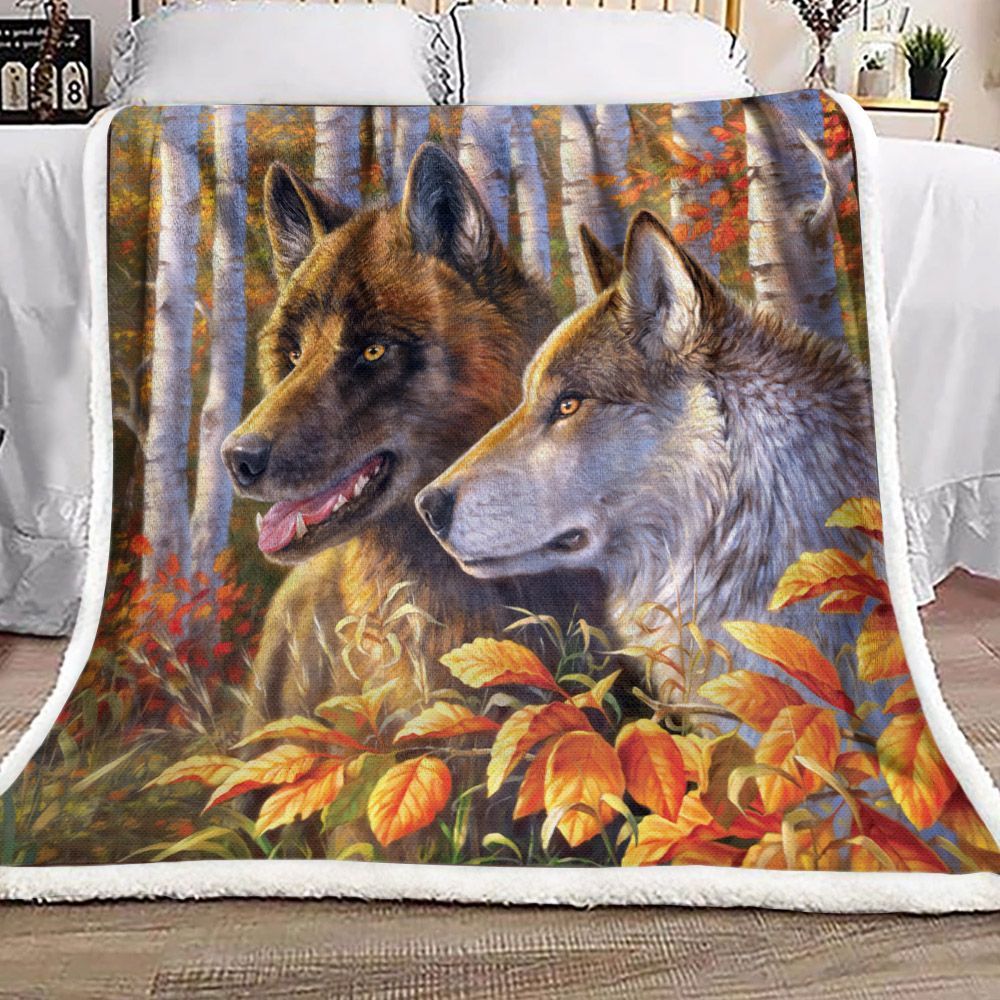 Wolf Sherpa Fleece Blanket