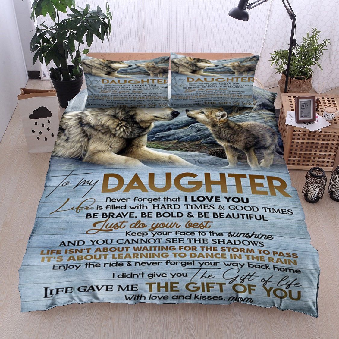 Wolf Mom To Daughter Bedding Set