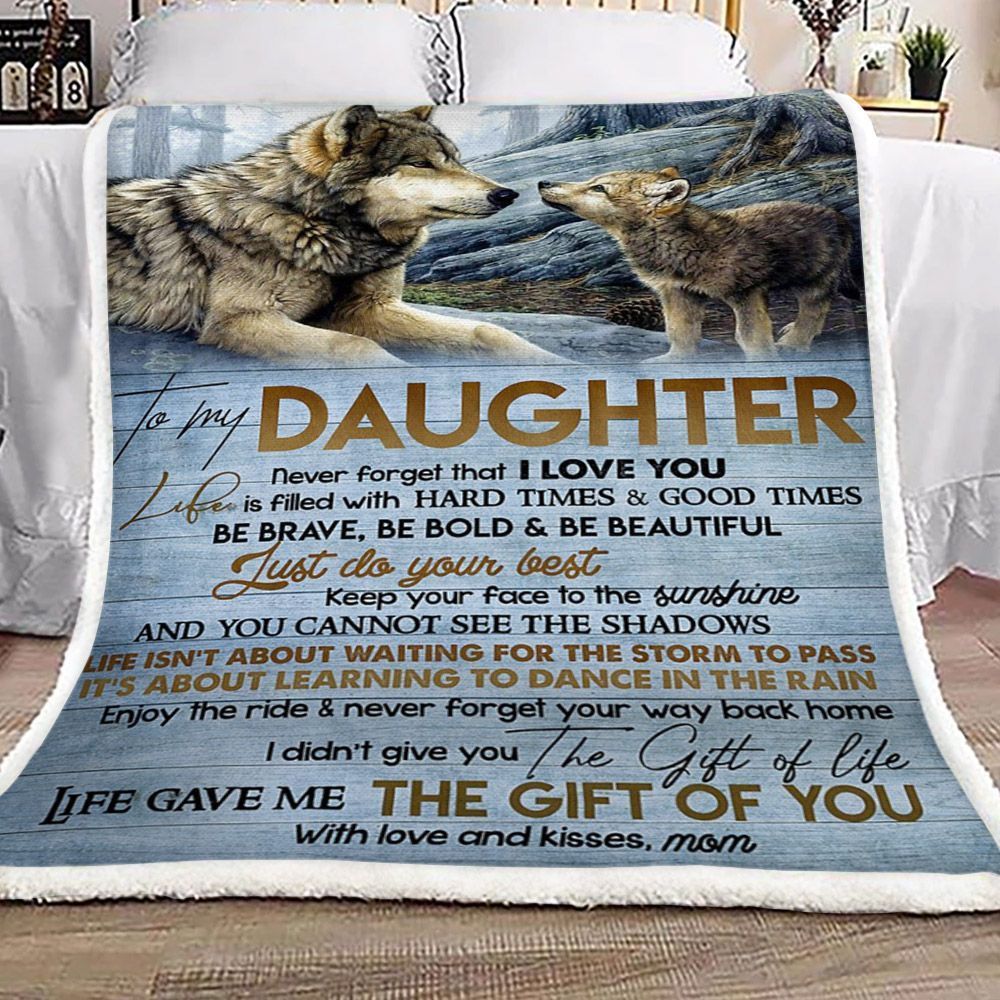 Wolf Mom To Daughter Sherpa Fleece Blanket