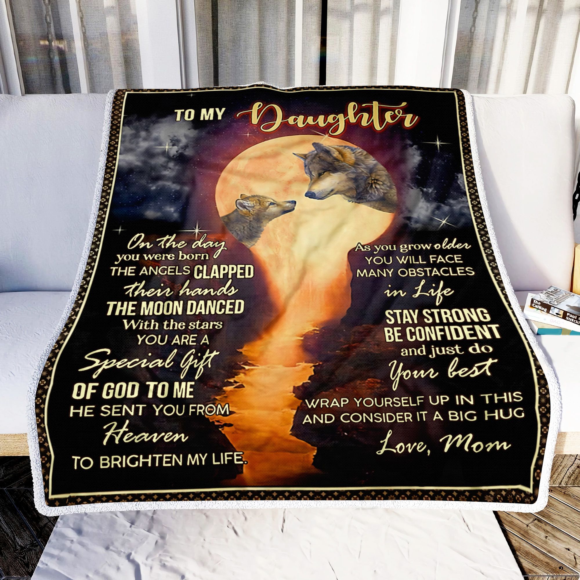 Wolf Mom To Daughter God Sent You From Heaven Fleece Blanket