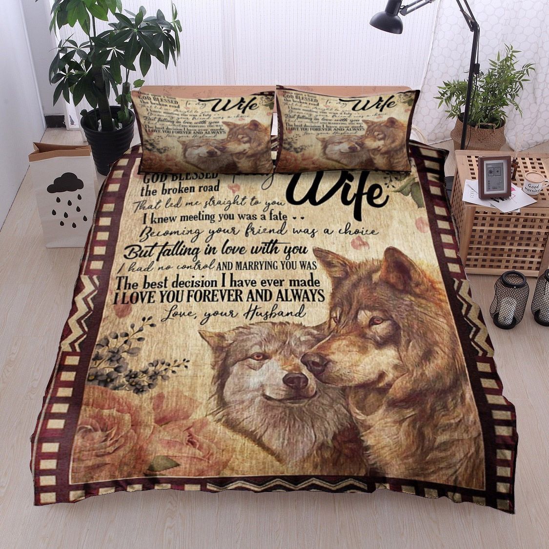 Wolf Mom To My Wife Bedding Set
