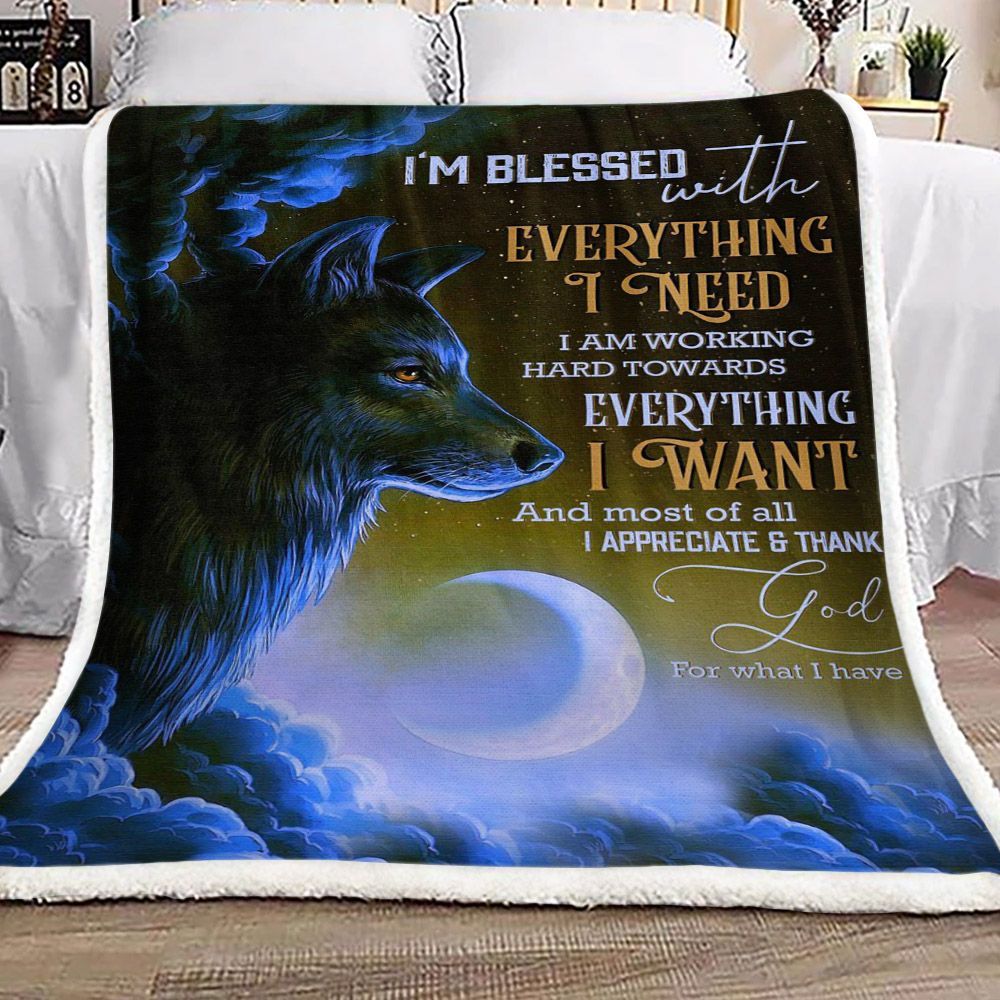 Wolf Moon Sherpa Fleece Blanket