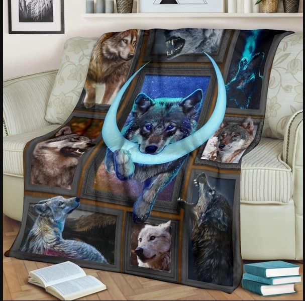 Wolf Moon Sherpa Fleece Blanket