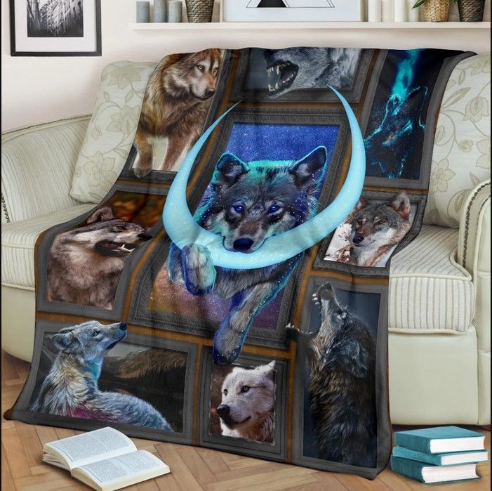 Wolf Moon Sherpa Fleece Blanket