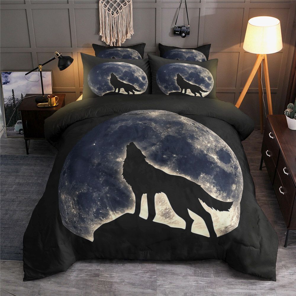 Wolf Moon Fantasy Wild Sky Night Bedding Set