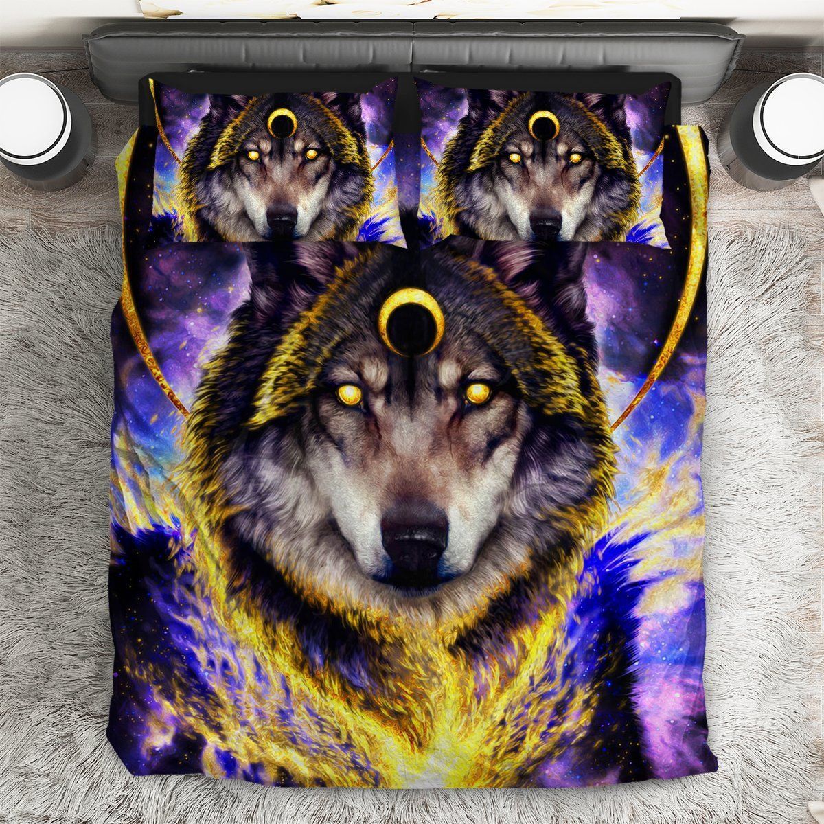 Wolf Moon Galaxy Bedding Set