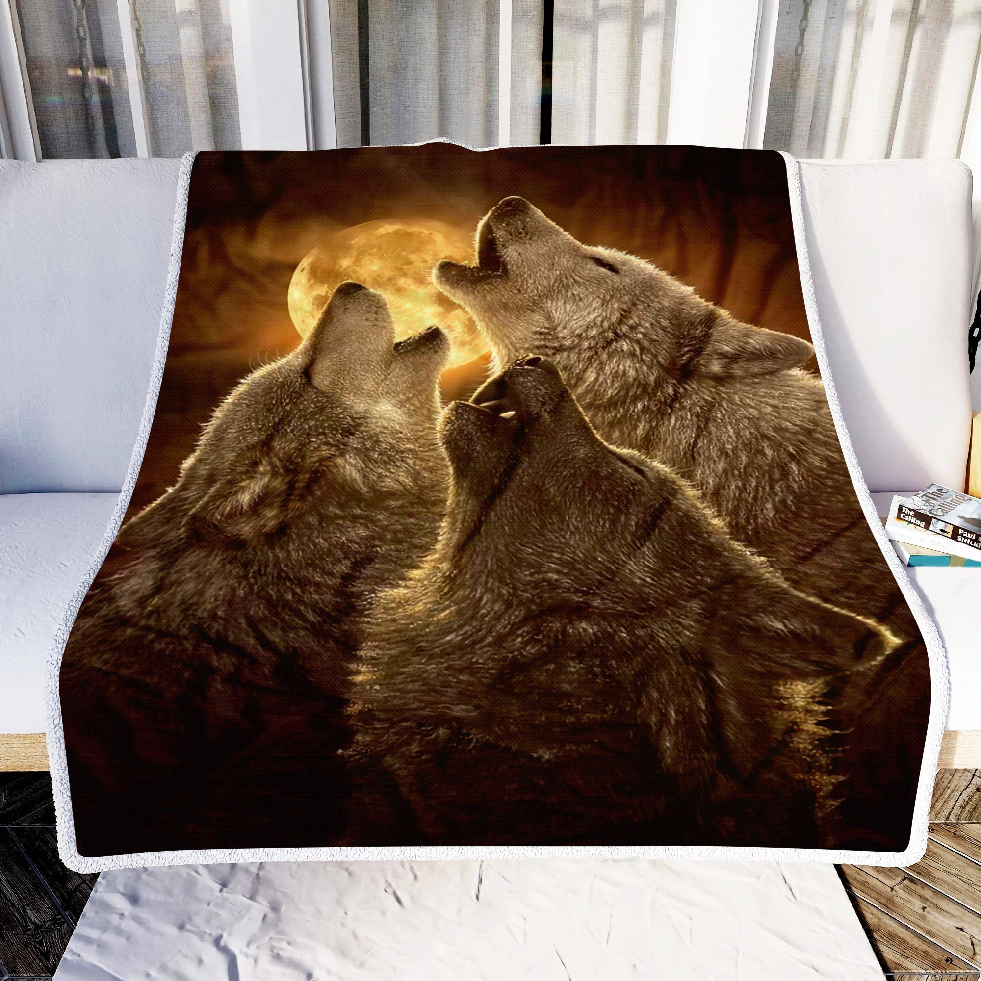 Wolf Moon Fleece Blanket