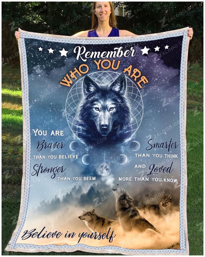 Wolf Moon Remember Who You Are Sherpa Fleece Blanket