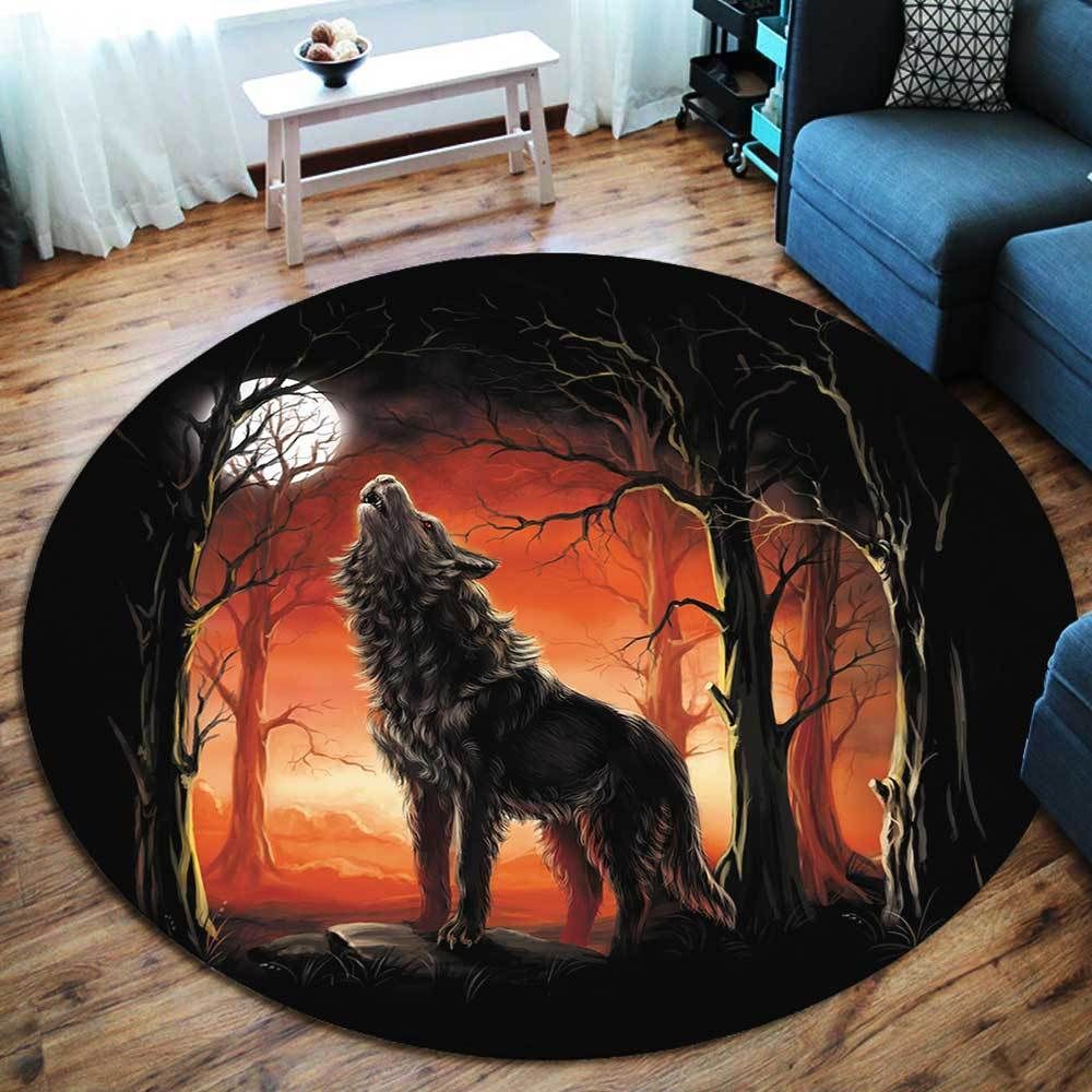 Wolf Moon Round Carpet