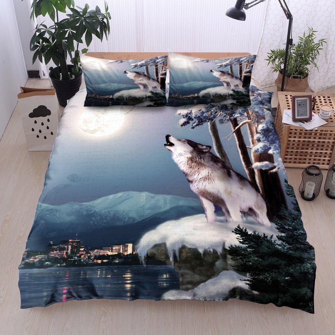 Wolf Moon Snow Bedding Set