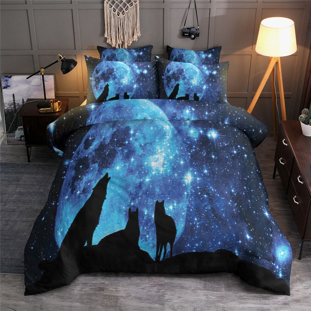 Wolf Moon Stars Bedding Set