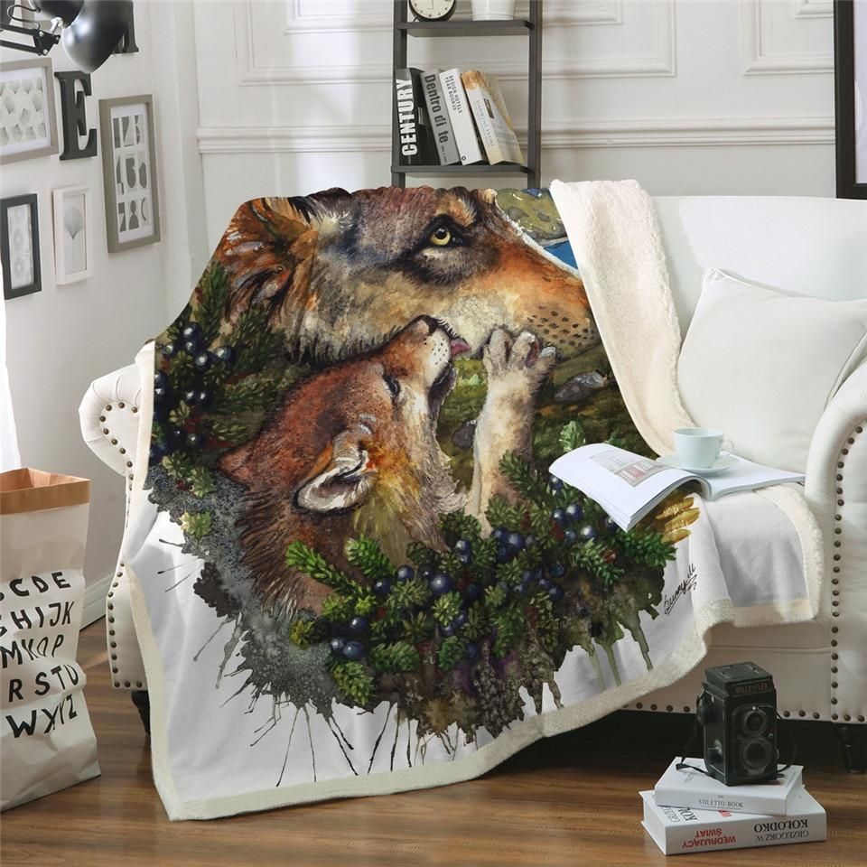 Wolf Mother Sherpa Fleece Blanket