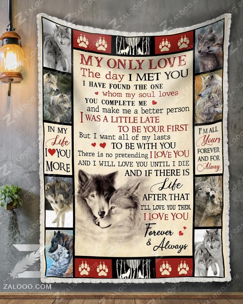 Wolf My Only Love Sherpa Fleece Blanket