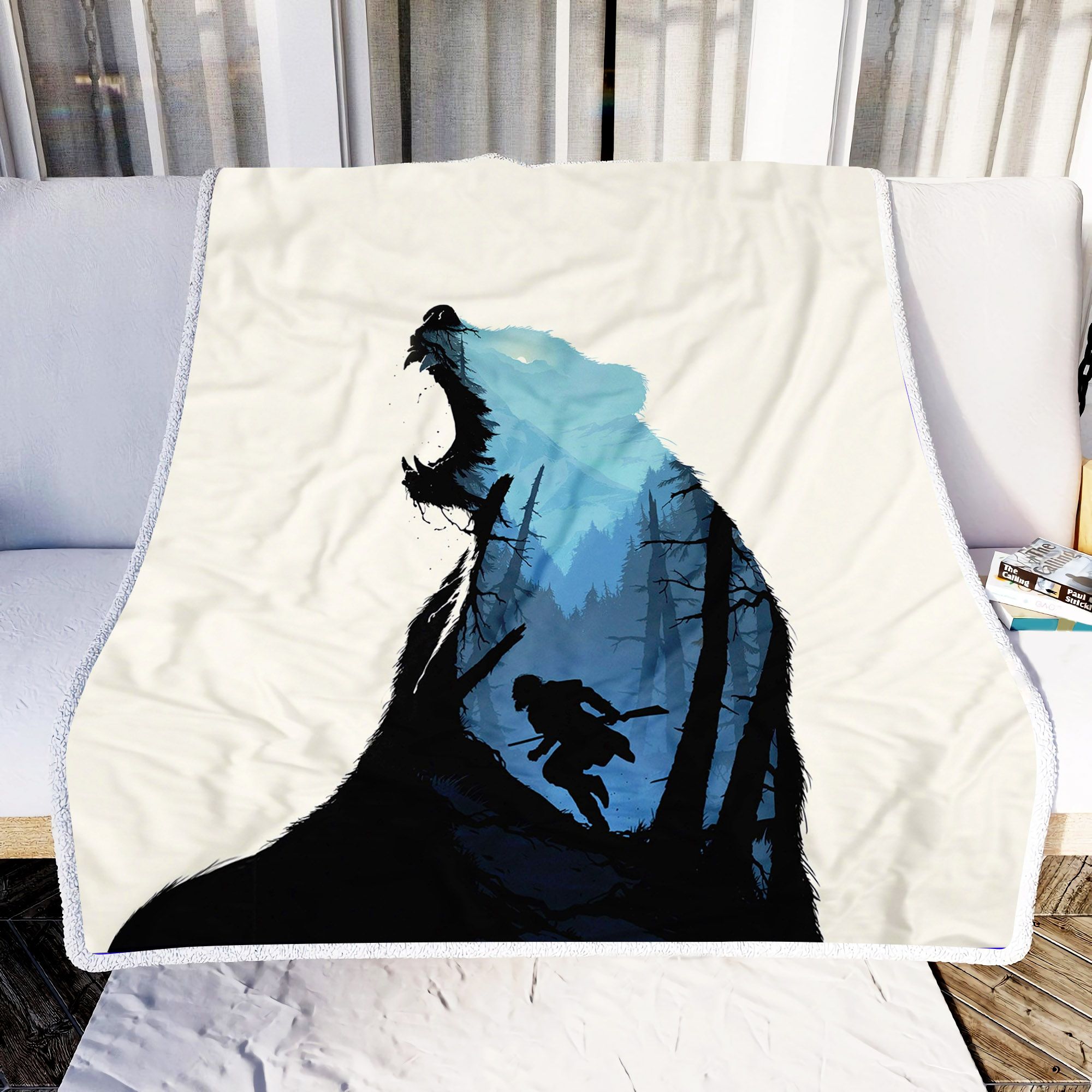 Wolf Nature And Human Fleece Blanket