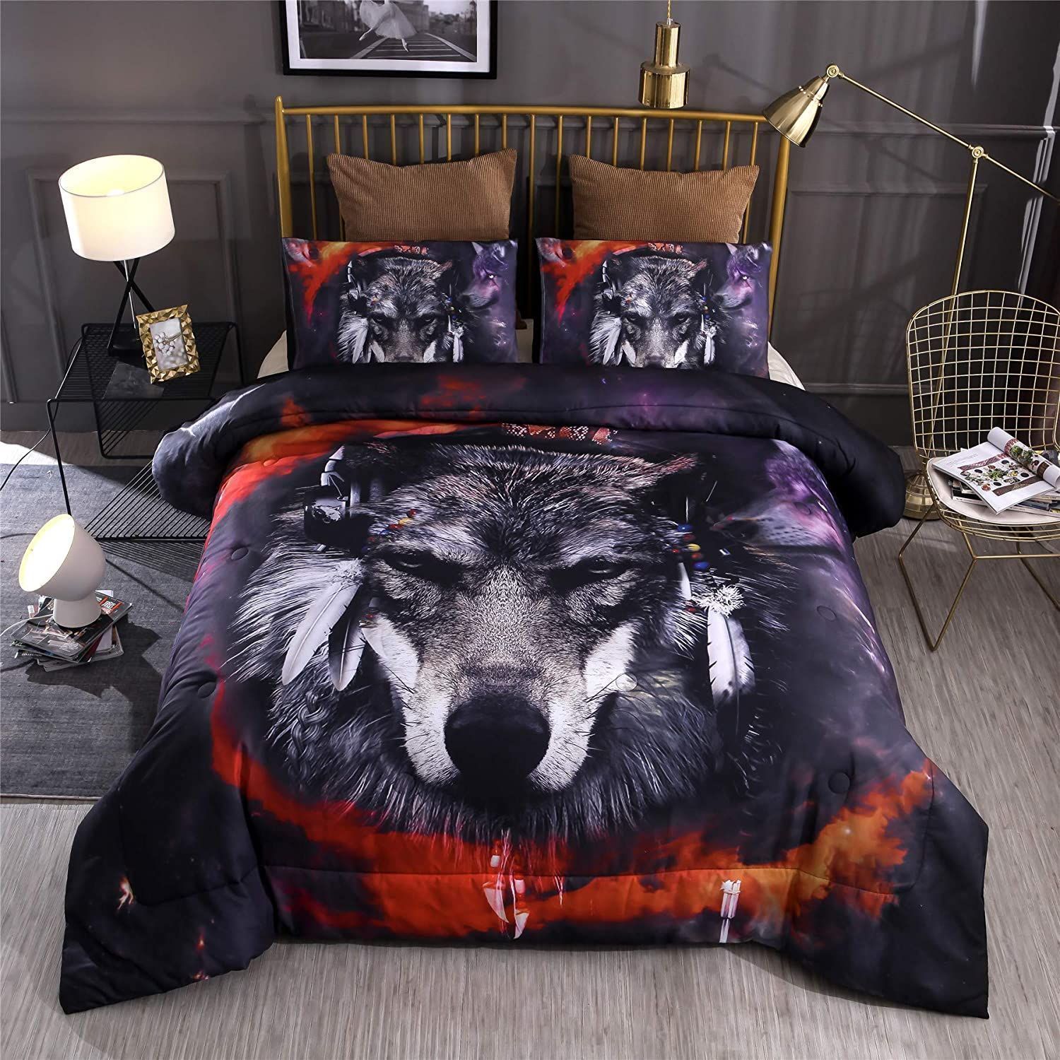 Wolf Nice Night Multicolor Galaxy Bedding Set